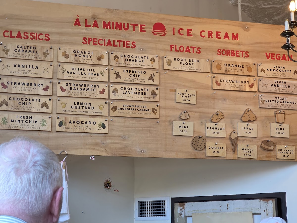 à la Minute Ice Cream Photo Menu 3