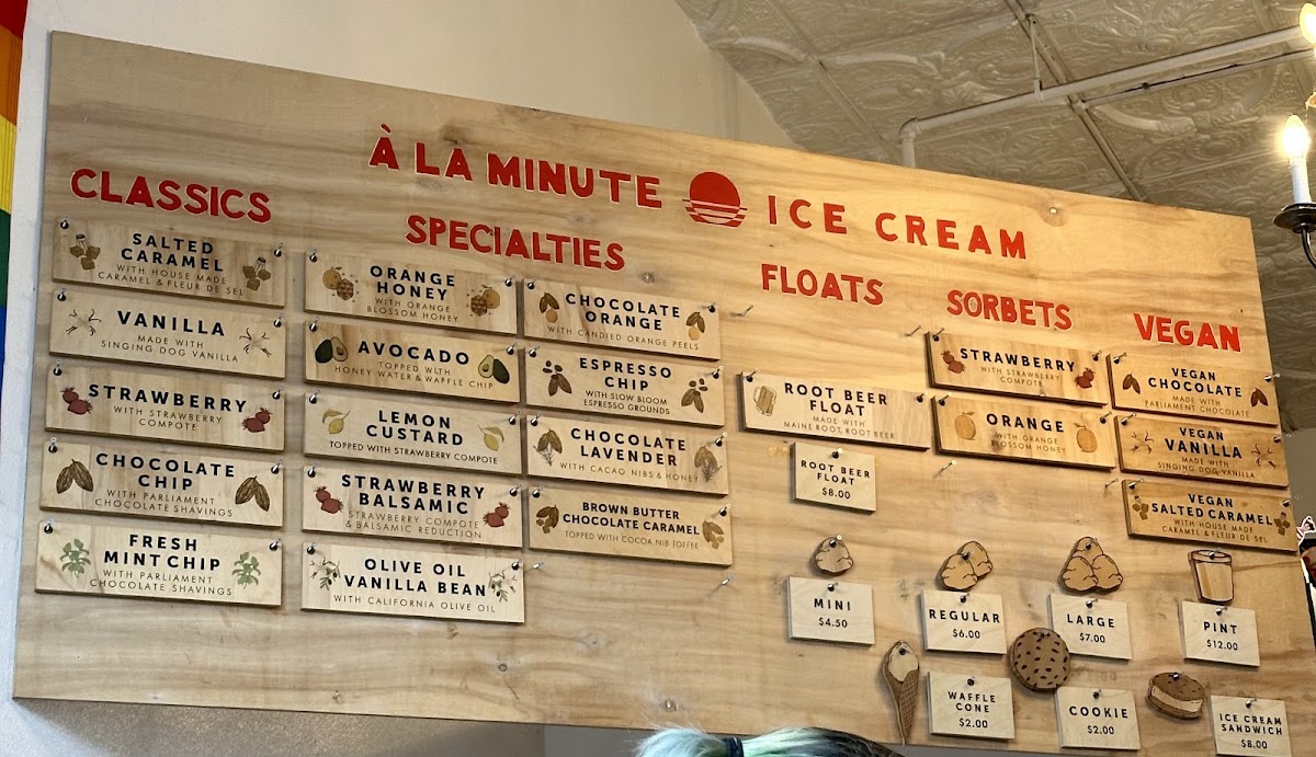 à la Minute Ice Cream Photo Menu 4
