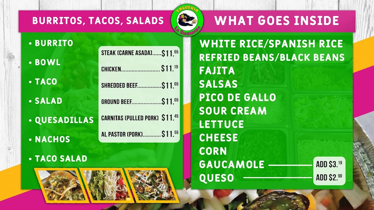 Taqueria la siguanaba Photo Menu 2