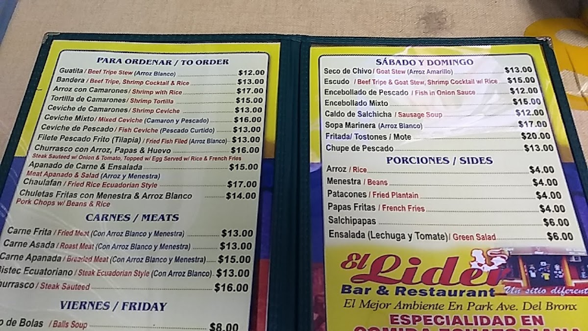 El Lider Photo Menu 7