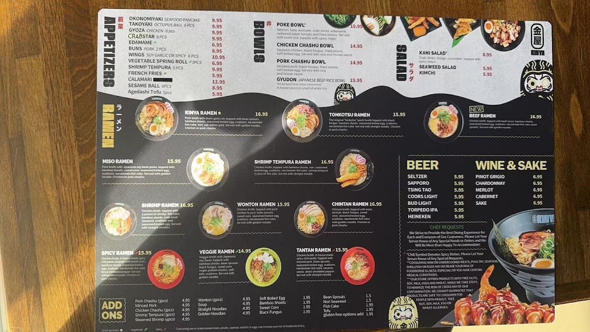 Kinya Ramen - Meridian Photo Menu 1