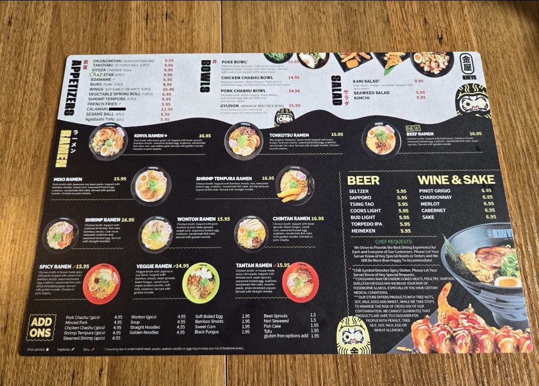 Kinya Ramen - Meridian Photo Menu 5