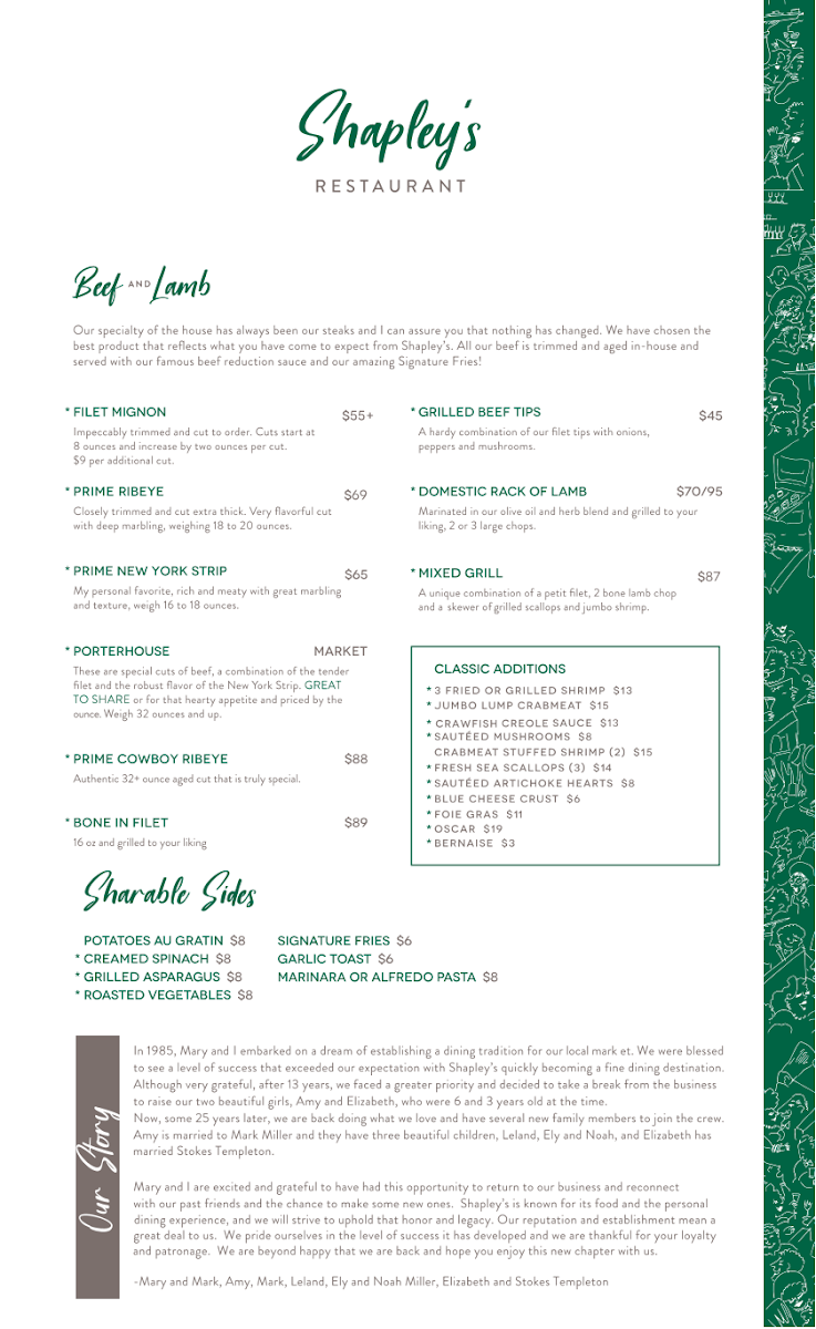 Shapley's Restaurant Photo Menu 1