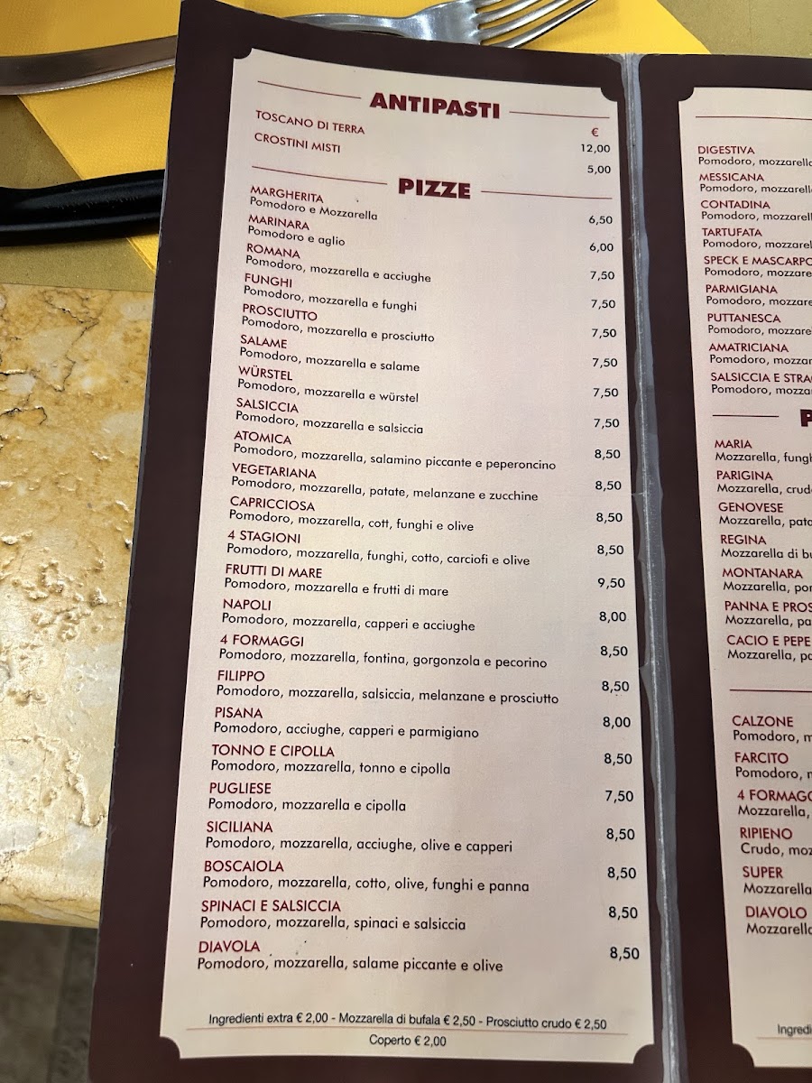 Pizzeria Da Filippo Pisa Photo Menu 4