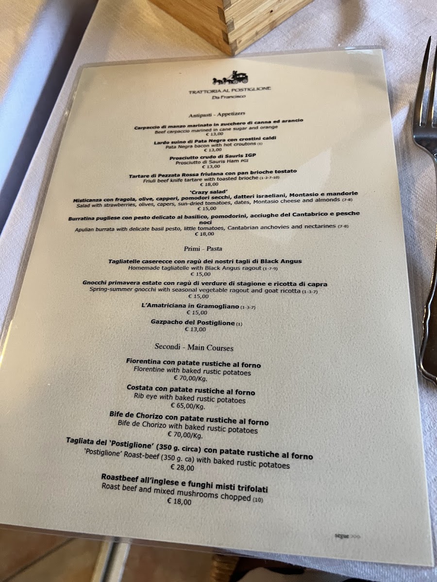 Trattoria Al Postiglione Photo Menu 1