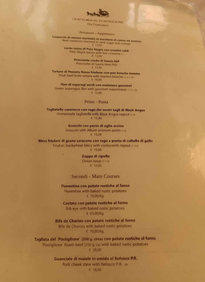 Trattoria Al Postiglione Photo Menu 3