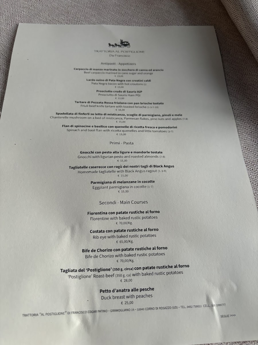 Trattoria Al Postiglione Photo Menu 4