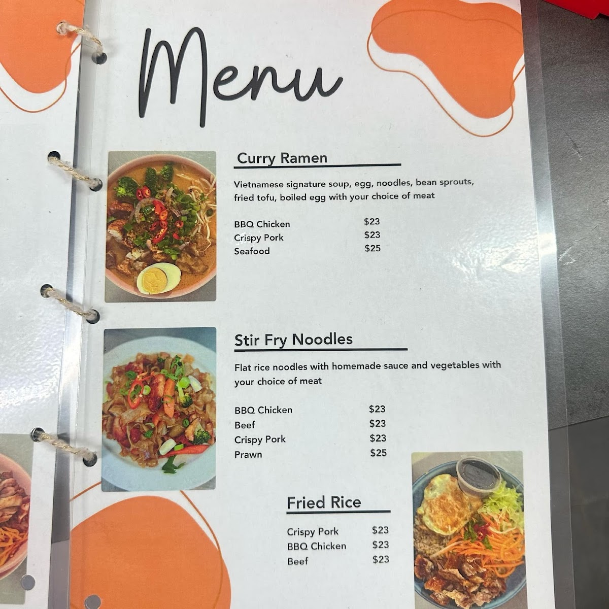 Pho Home Photo Menu 1
