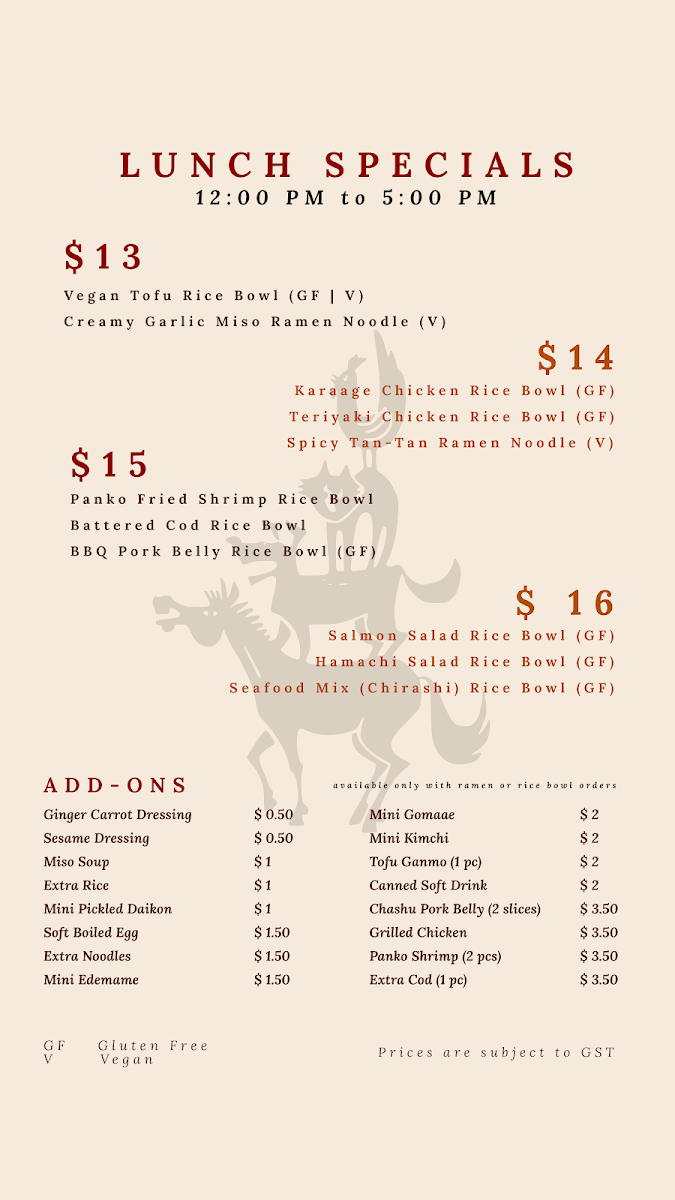 JUGEMU Banff / Modern Japanese Dining Photo Menu 2