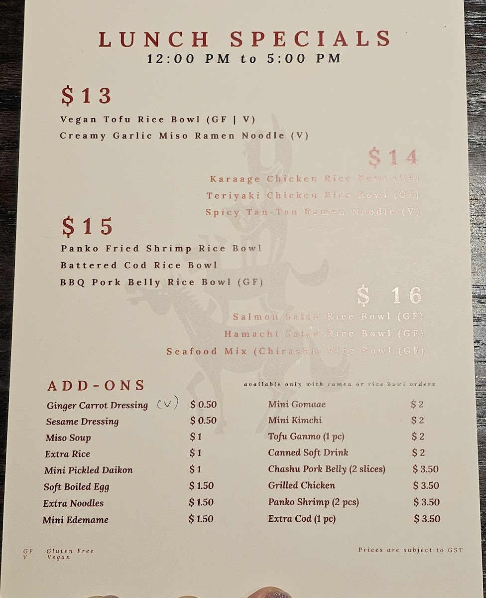 JUGEMU Banff / Modern Japanese Dining Photo Menu 3