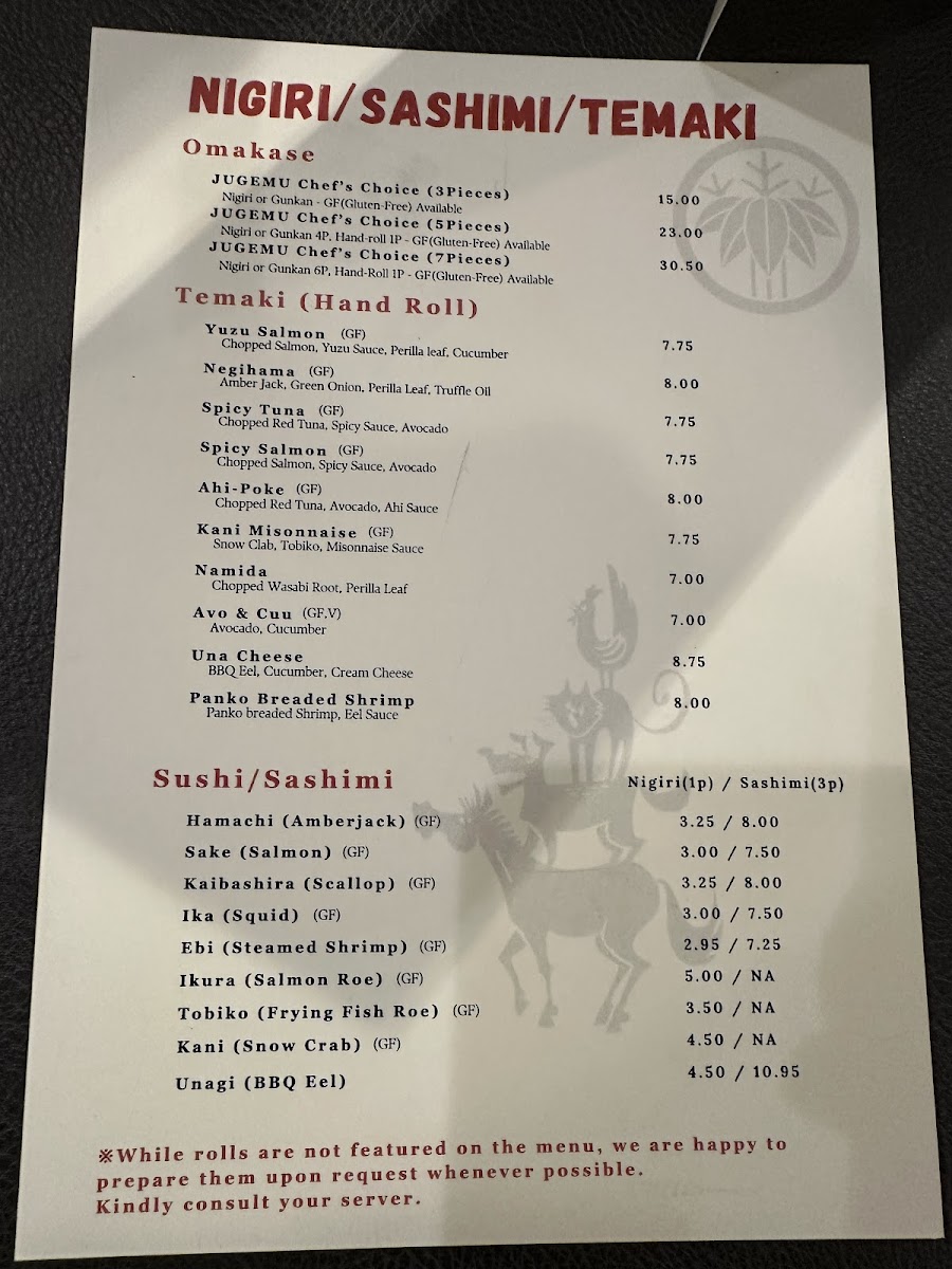 JUGEMU Banff / Modern Japanese Dining Photo Menu 6