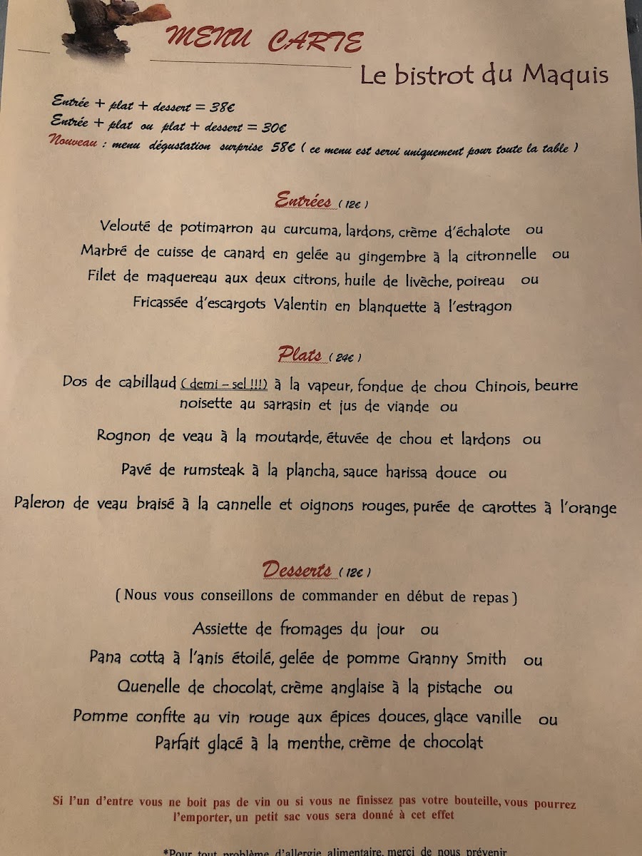 Le Bistrot du Maquis Photo Menu 8