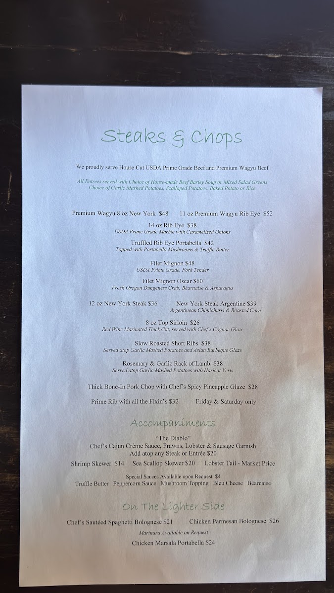 Roosters Steak & Chop House Photo Menu 3