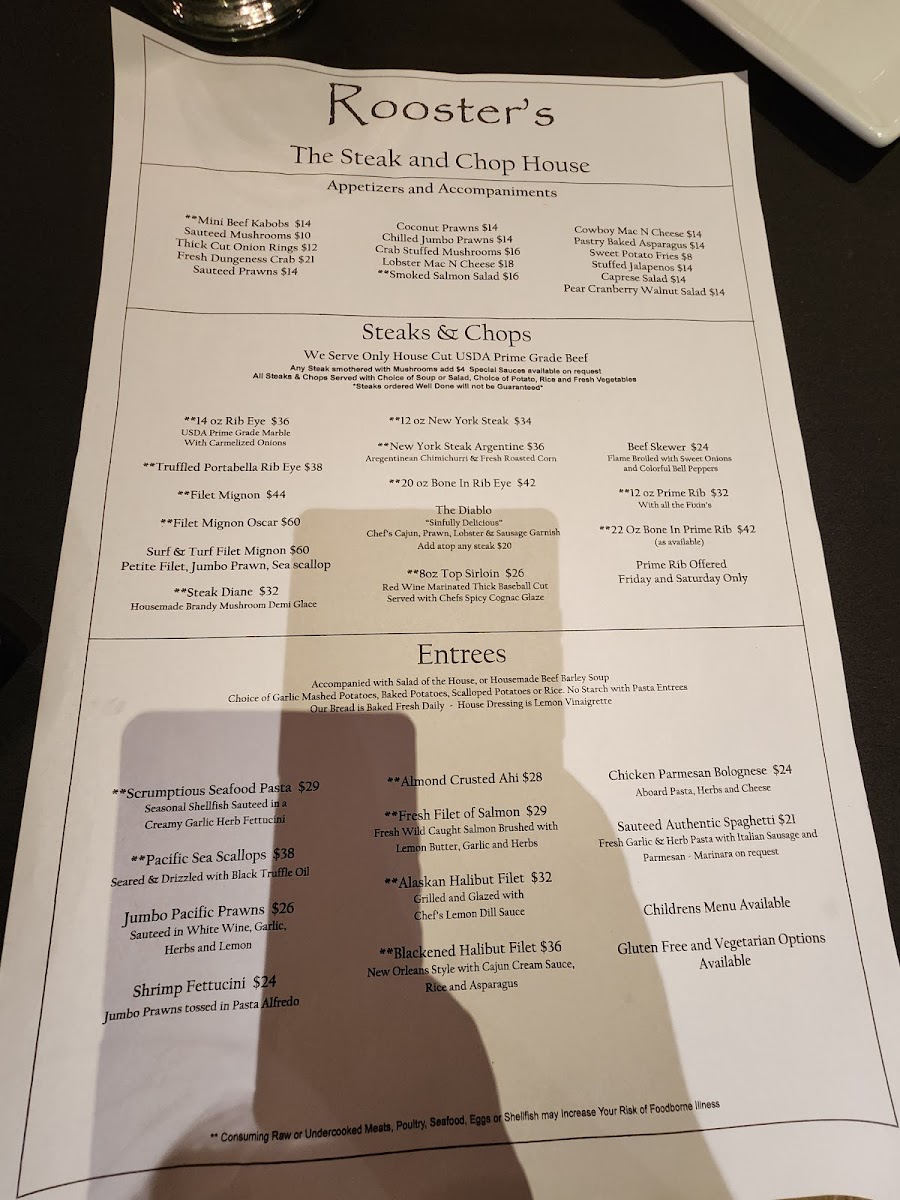 Roosters Steak & Chop House Photo Menu 7