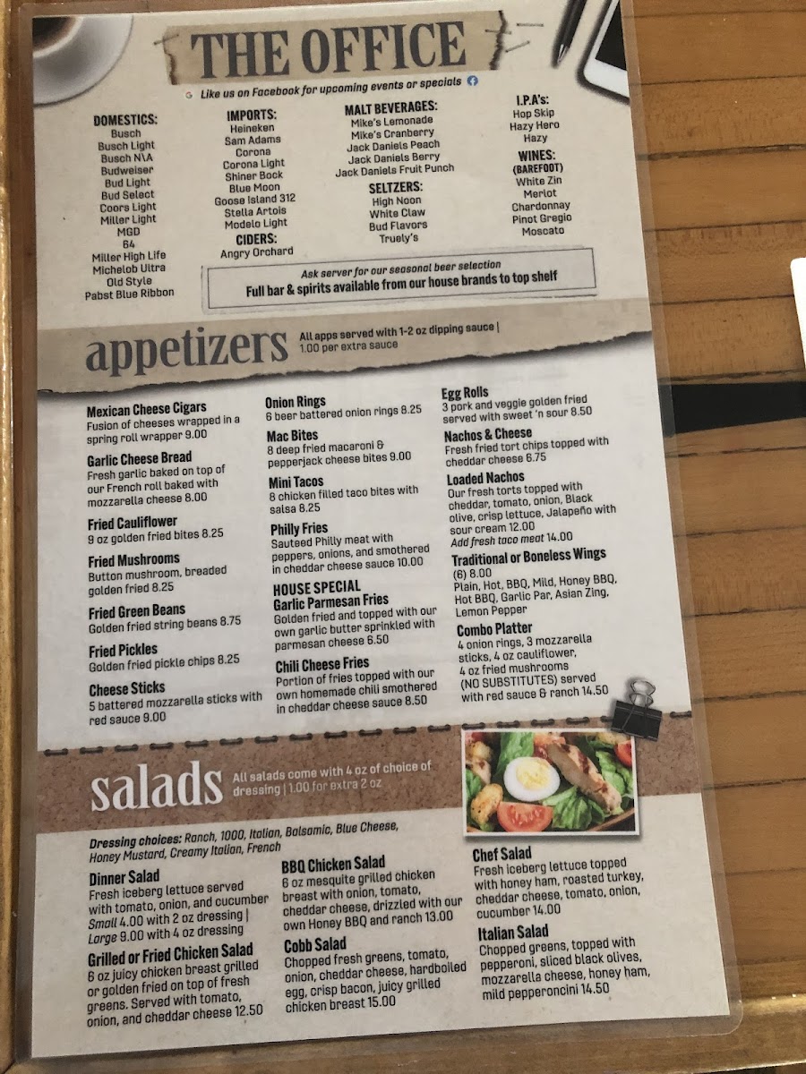 The Office Bar, Grill, Pizza Too! Photo Menu 1