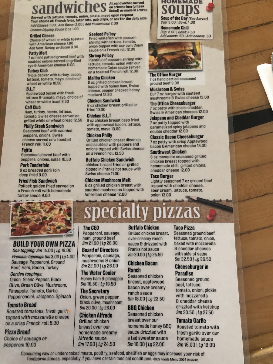 The Office Bar, Grill, Pizza Too! Photo Menu 2