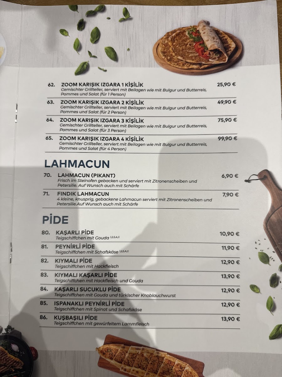 Zoom‘s Yaprak – The Zoom Restaurant Photo Menu 1