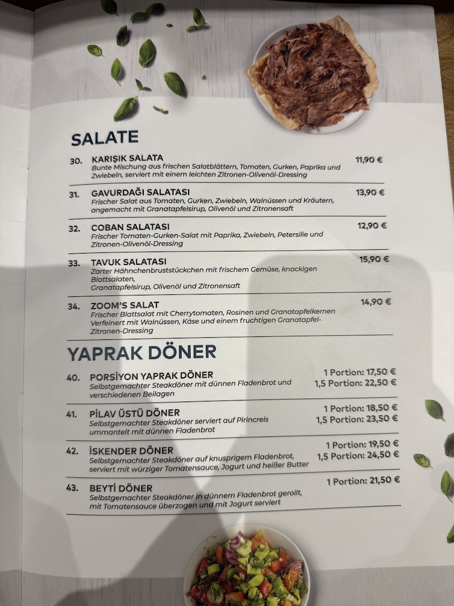 Zoom‘s Yaprak – The Zoom Restaurant Photo Menu 2