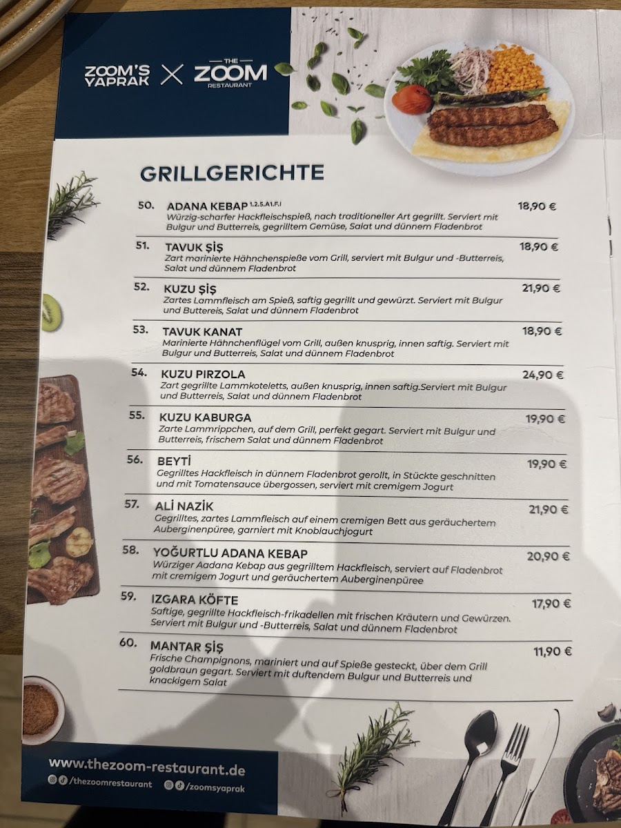 Zoom‘s Yaprak – The Zoom Restaurant Photo Menu 4