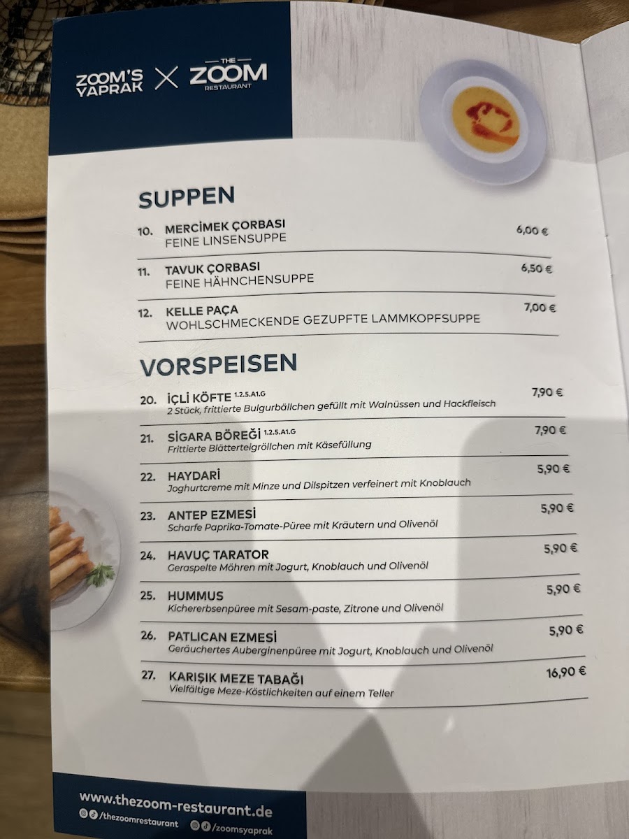 Zoom‘s Yaprak – The Zoom Restaurant Photo Menu 5