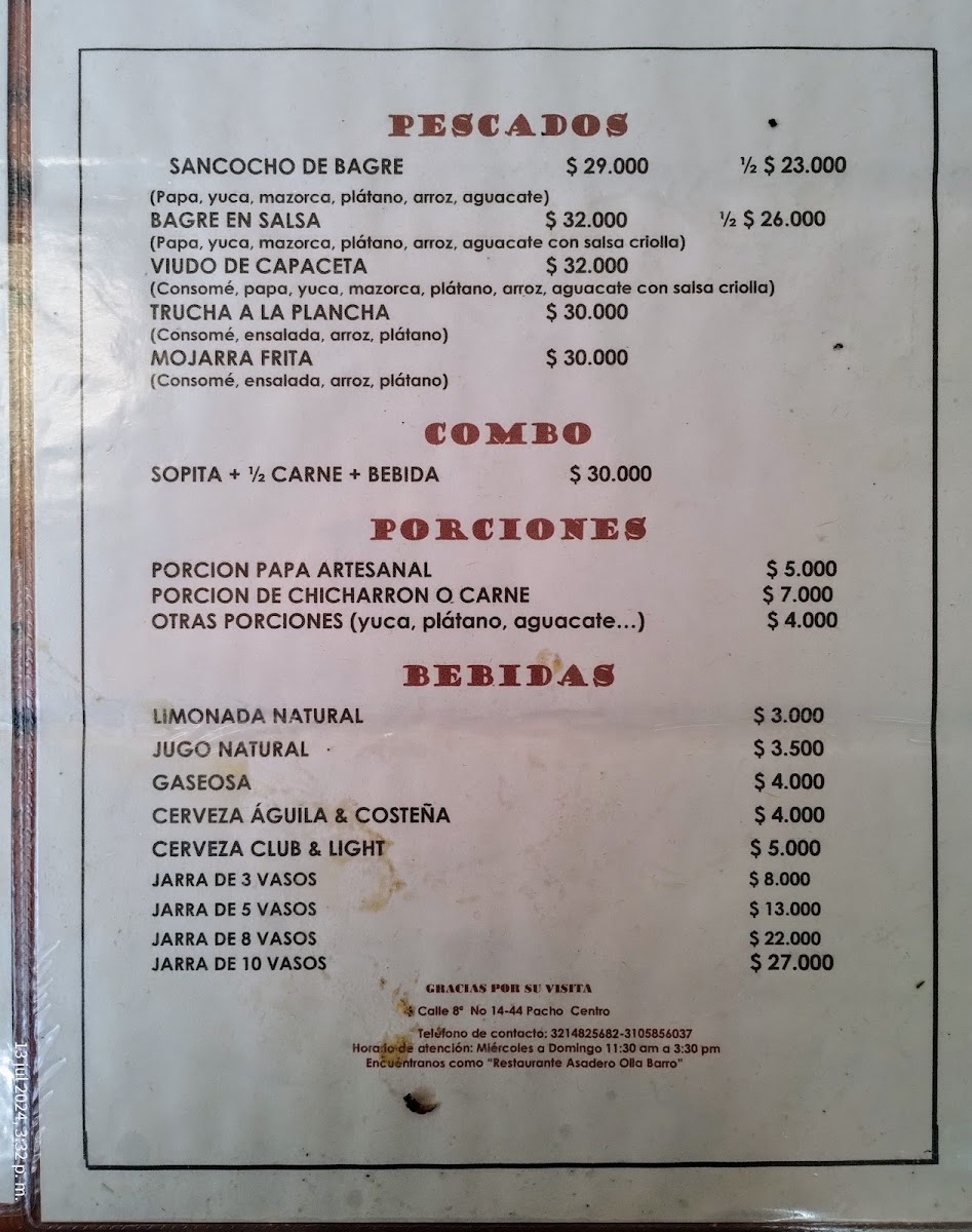 Restaurante Asadero La Olla de Barro Photo Menu 2