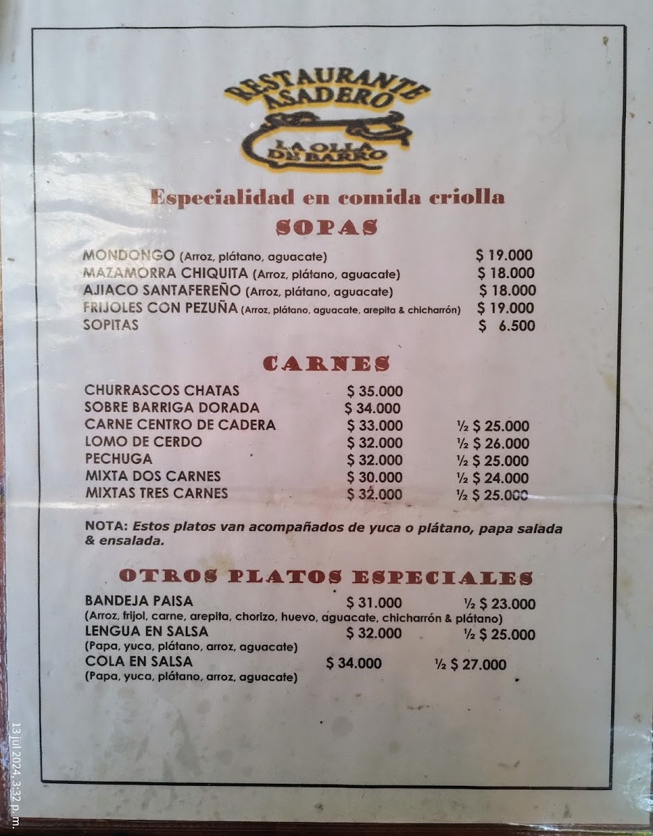 Restaurante Asadero La Olla de Barro Photo Menu 3