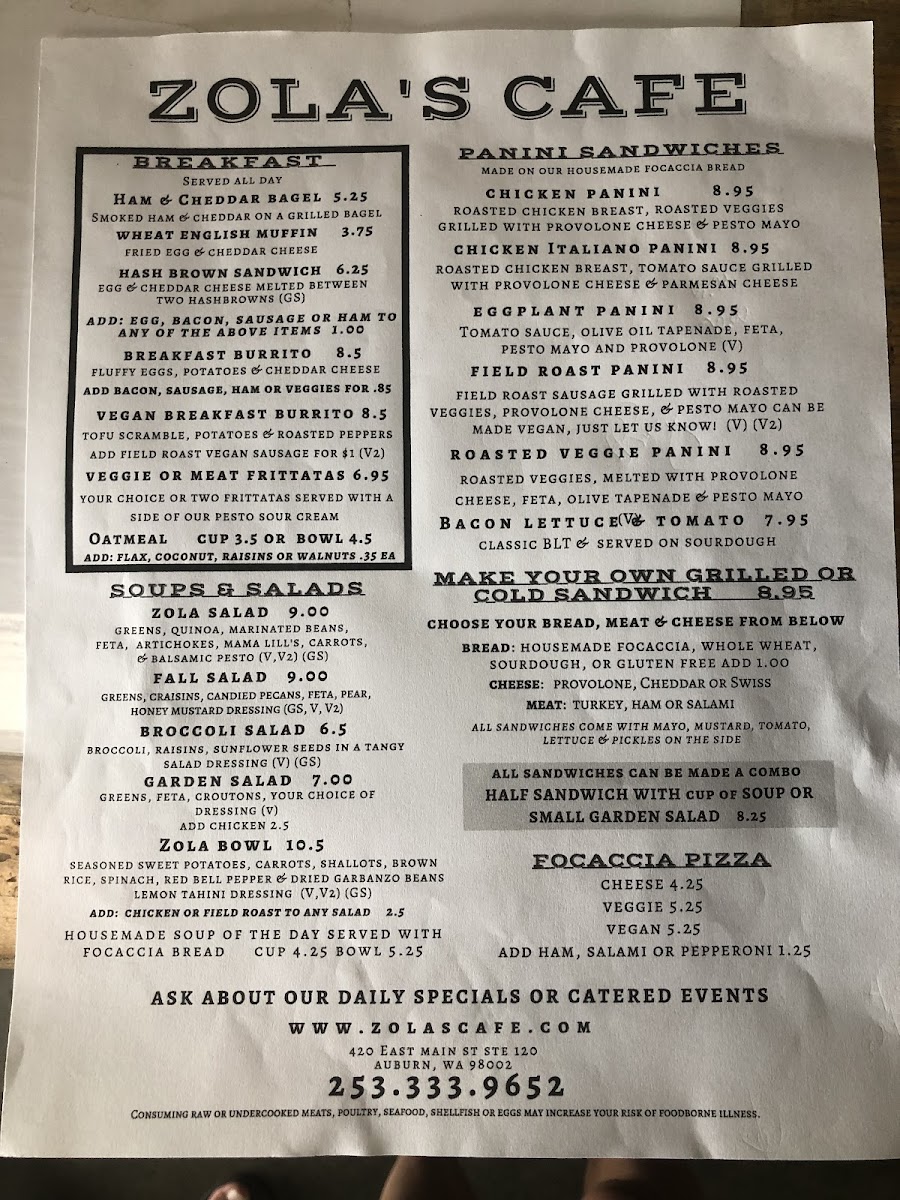 Zola's Cafe Photo Menu 3