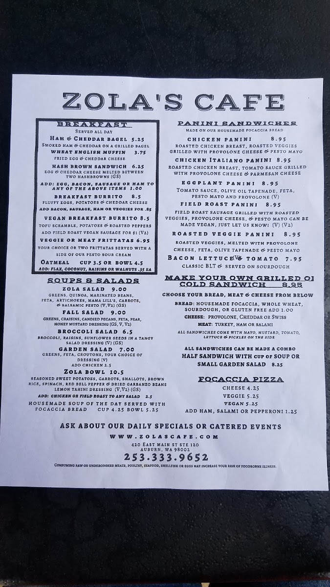 Zola's Cafe Photo Menu 5