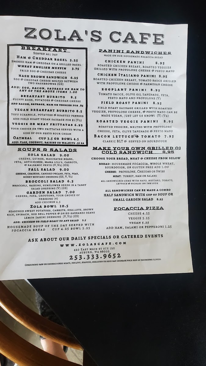 Zola's Cafe Photo Menu 6