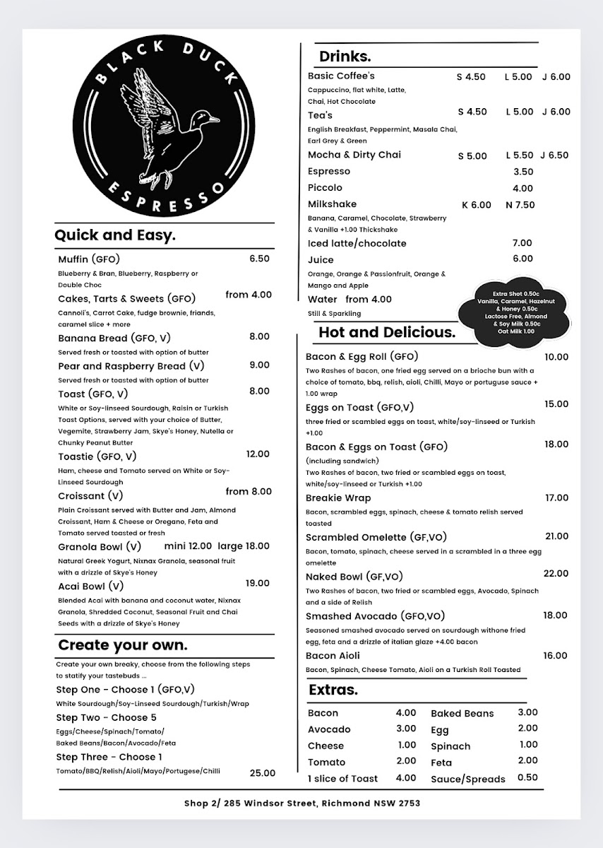 Black Duck Espresso Cafe Photo Menu 1