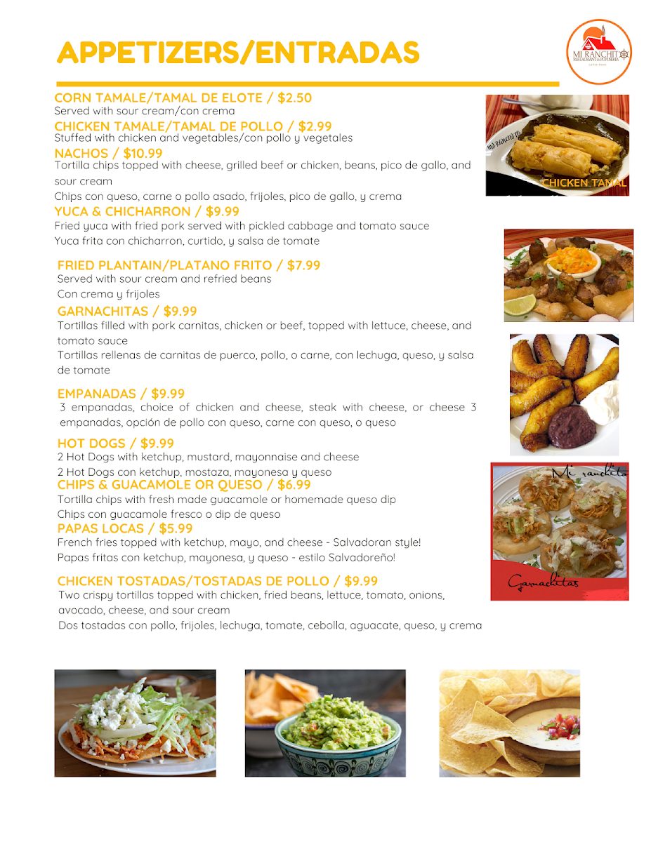 Mi Ranchito Restaurant & Pupuseria Photo Menu 1