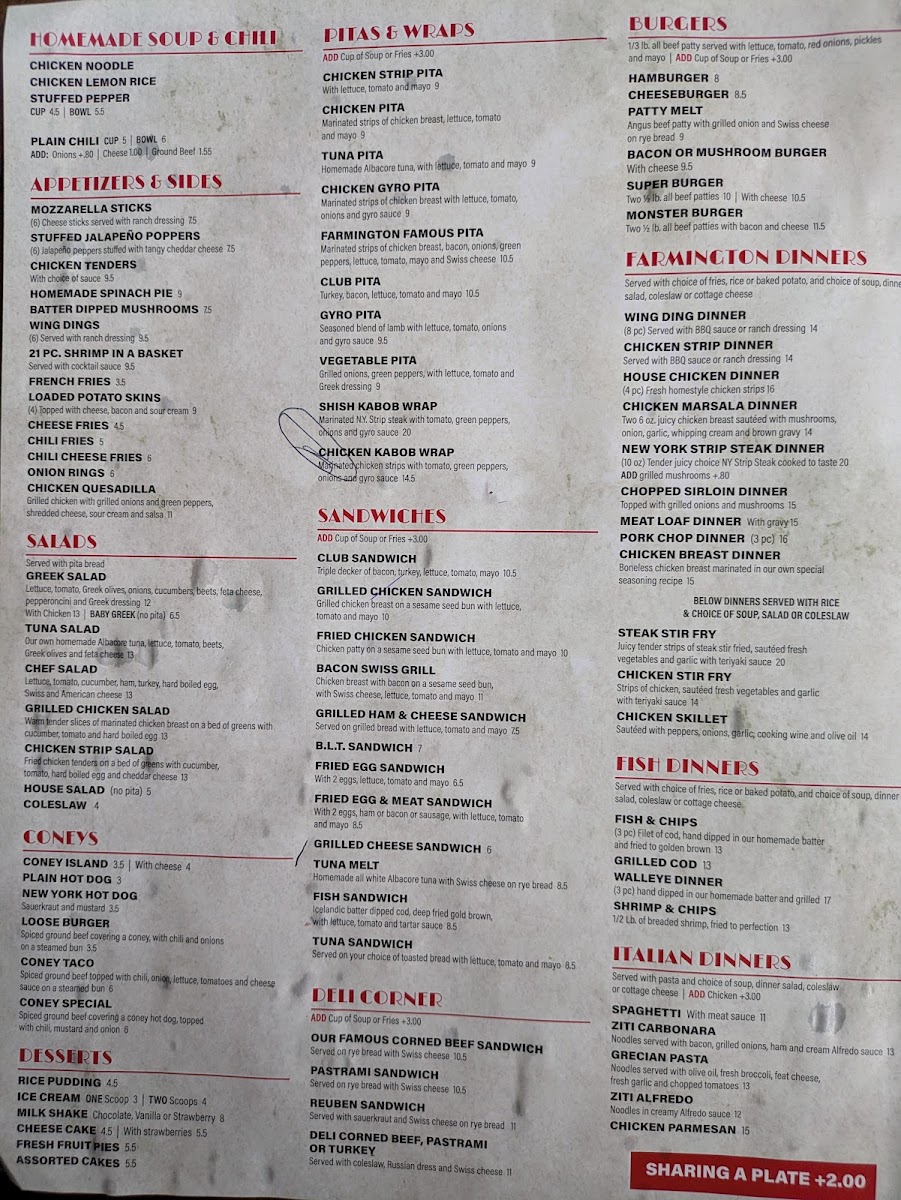 Farmington Diner Photo Menu 2