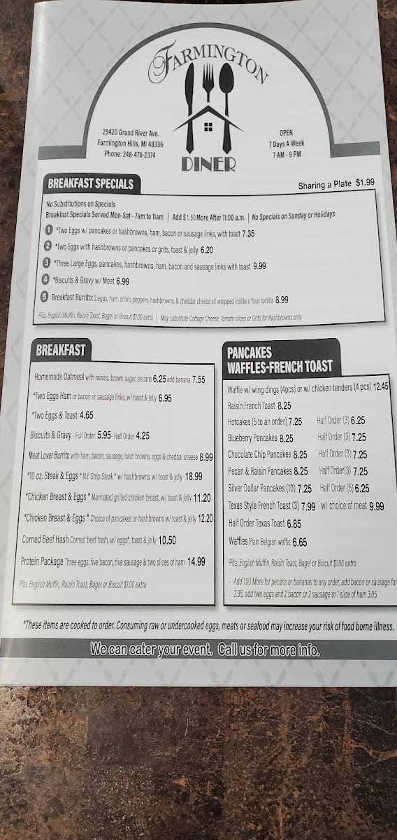 Farmington Diner Photo Menu 6