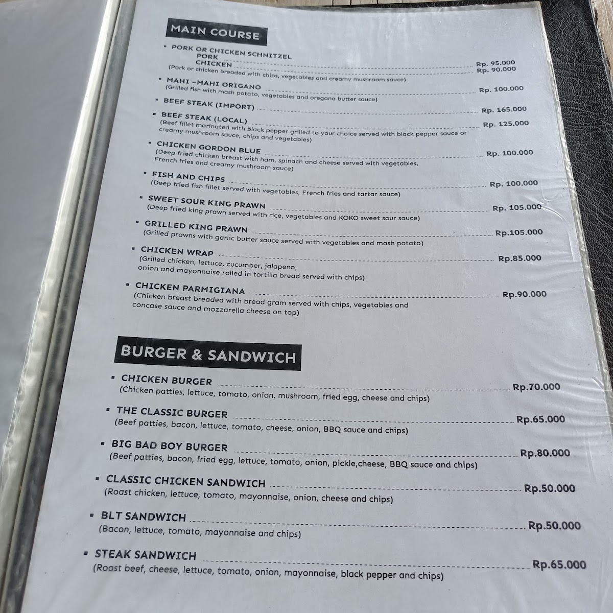 Koko Bar and Restaurant Photo Menu 1