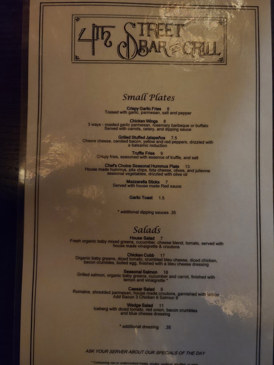 4th Street Bar and Grill Photo Menu 1