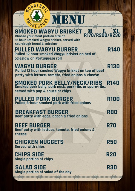 Wondermil Smokehouse Photo Menu 1