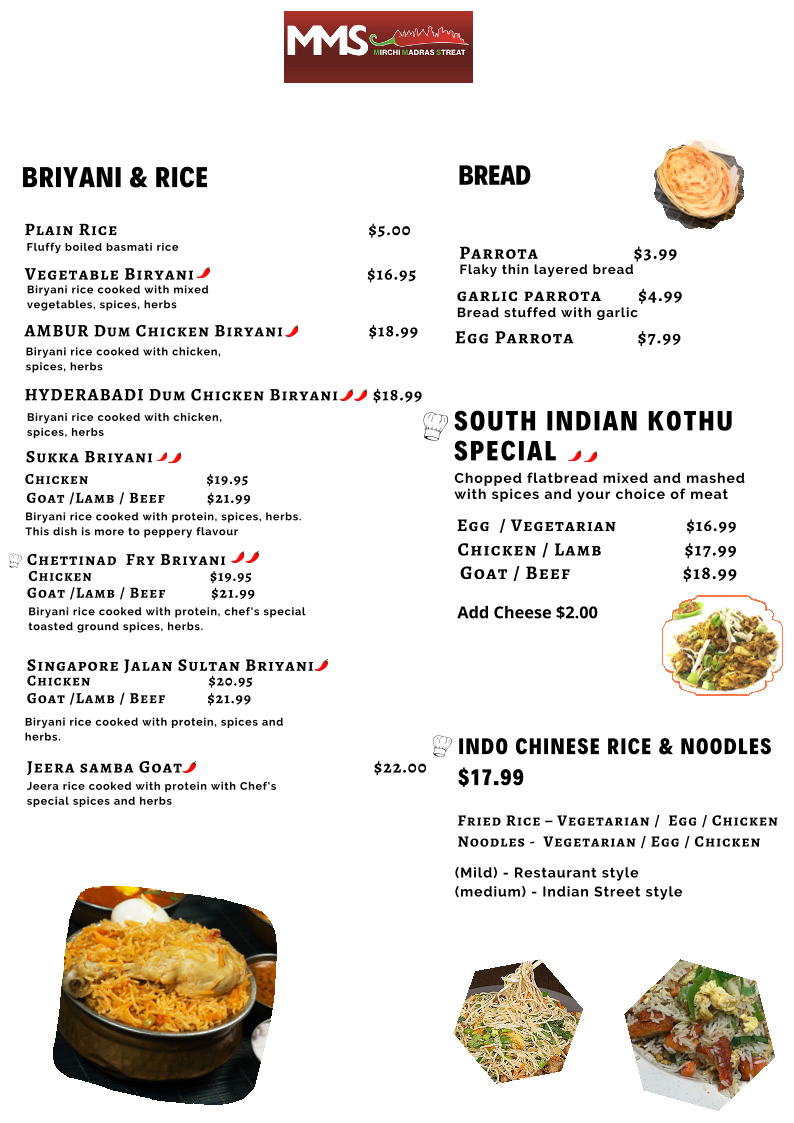 MMS Mirchi Madras Streat Photo Menu 2