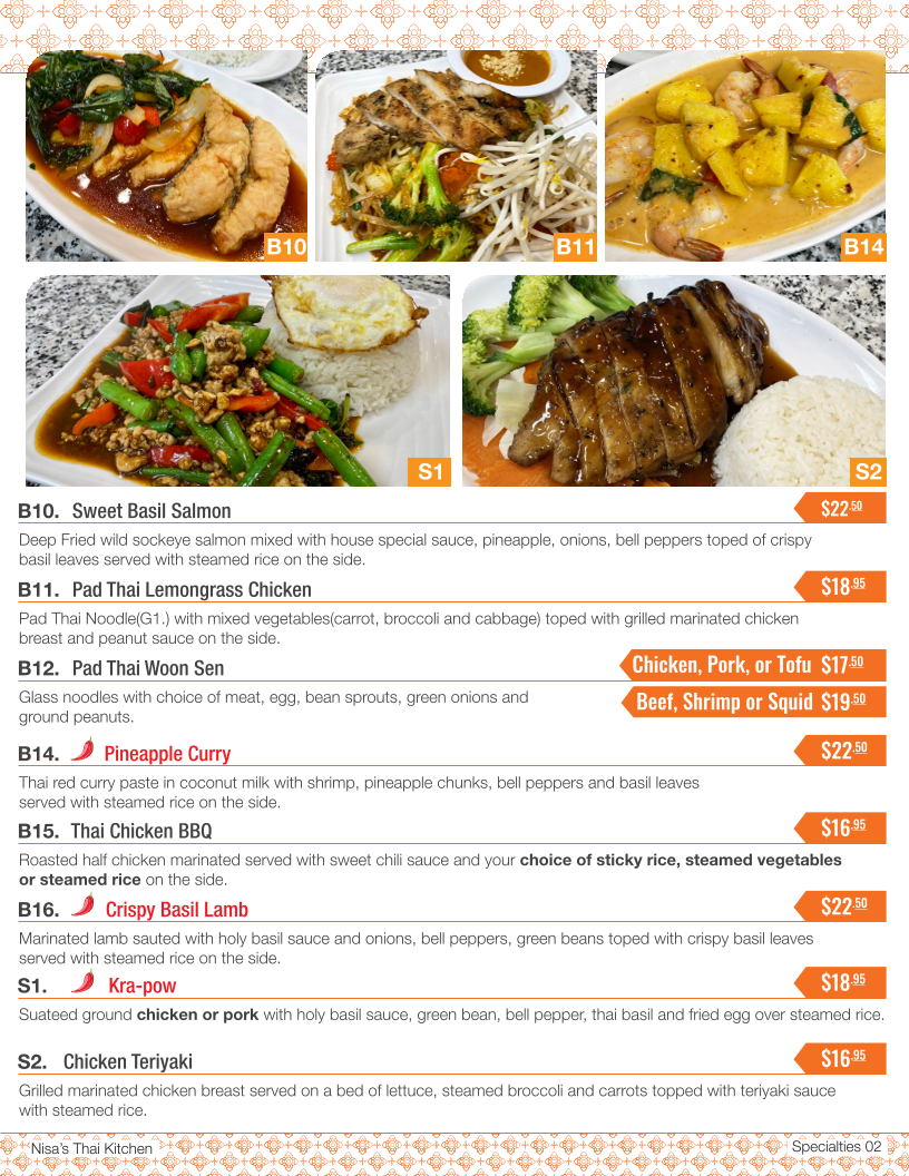Nisa's Thai Kitchen Photo Menu 3
