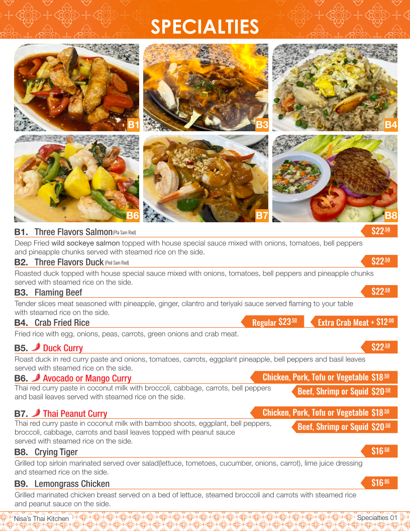 Nisa's Thai Kitchen Photo Menu 5