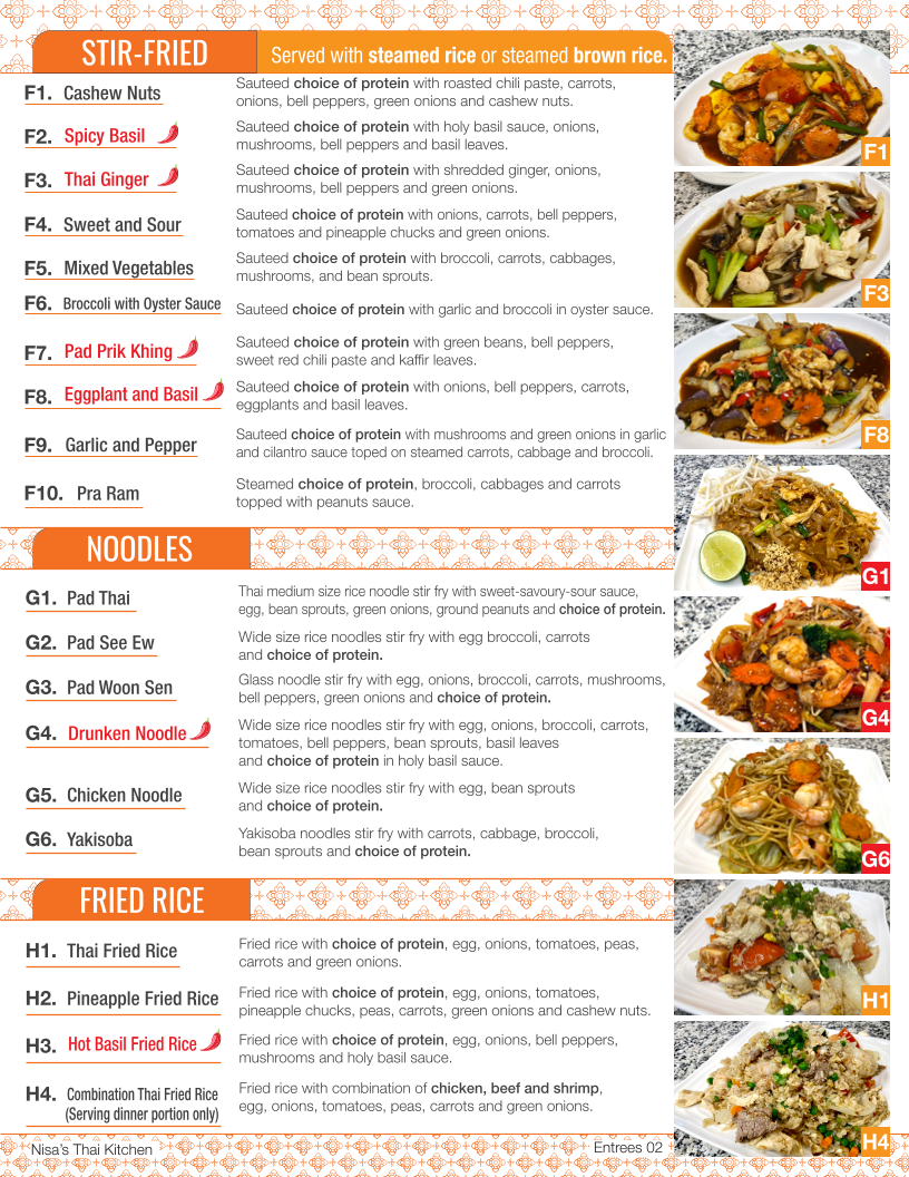 Nisa's Thai Kitchen Photo Menu 7