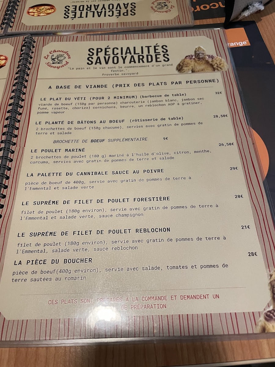 Le Chaudron Savoyard Photo Menu 1