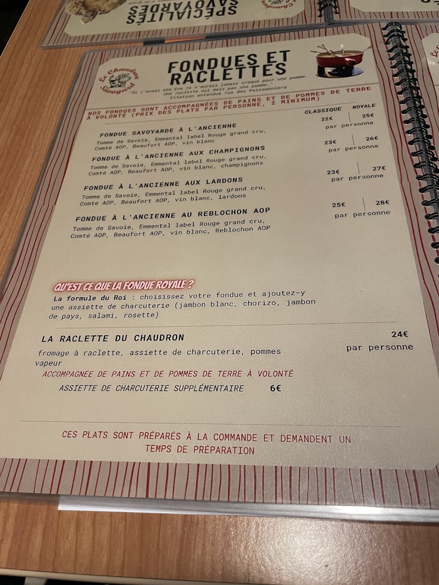 Le Chaudron Savoyard Photo Menu 2