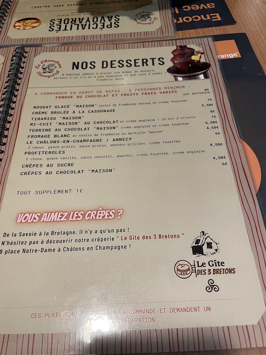 Le Chaudron Savoyard Photo Menu 6