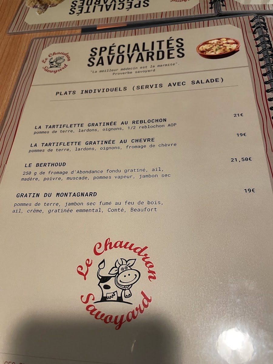 Le Chaudron Savoyard Photo Menu 9