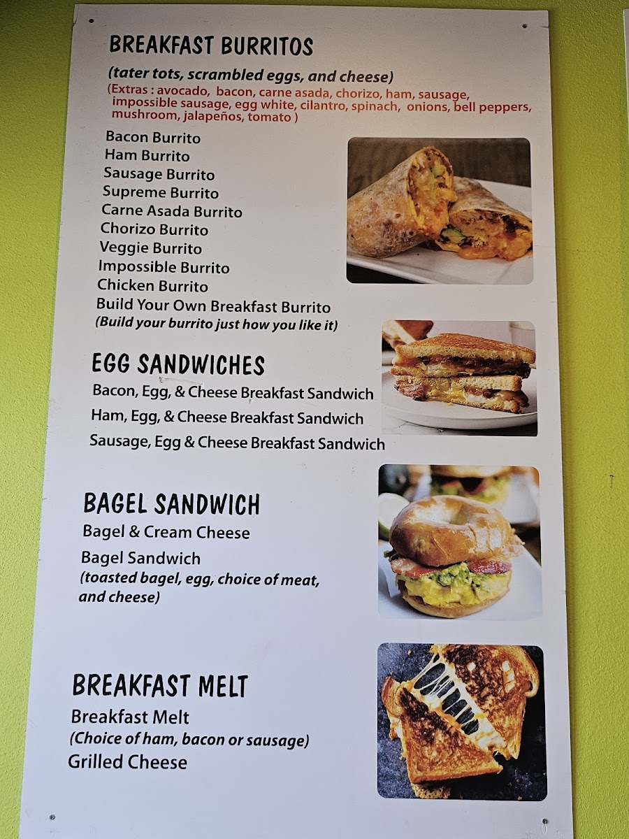 The Breakfast Burrito Factory Photo Menu 1