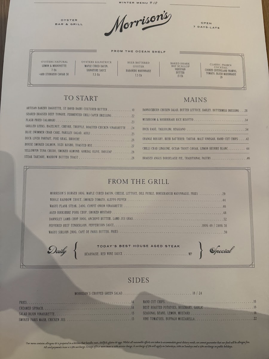 Morrison’s Oyster Bar & Grill Photo Menu 9