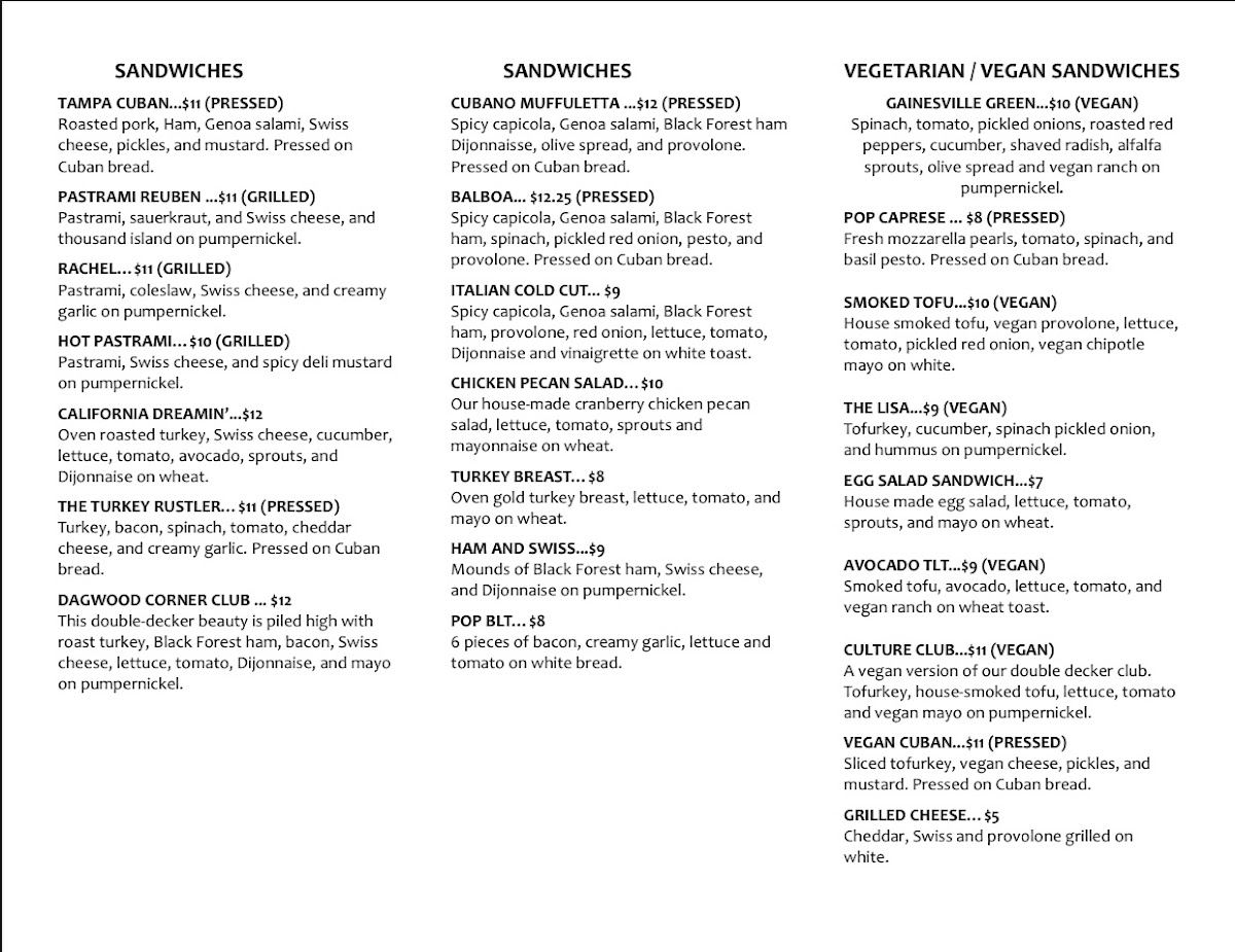 Pop-A-Top Sandwich Shop Photo Menu 2