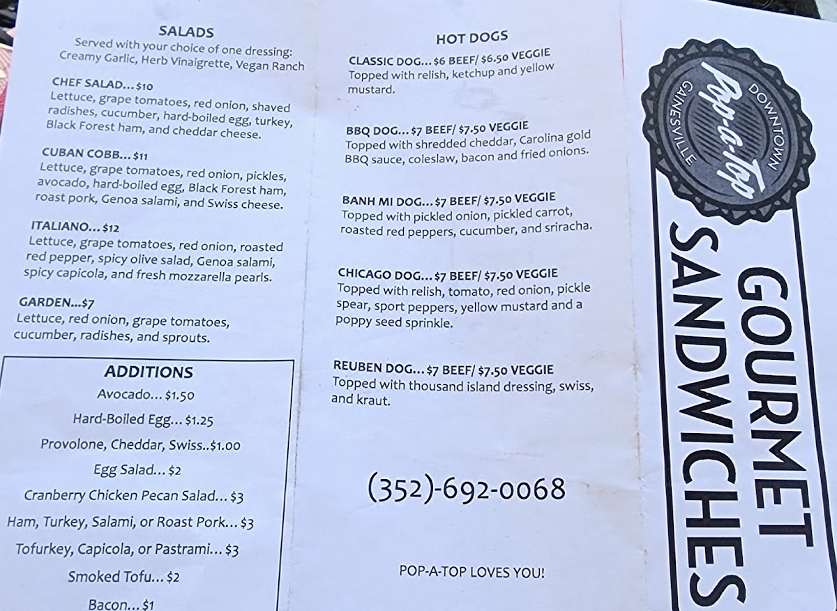 Pop-A-Top Sandwich Shop Photo Menu 3