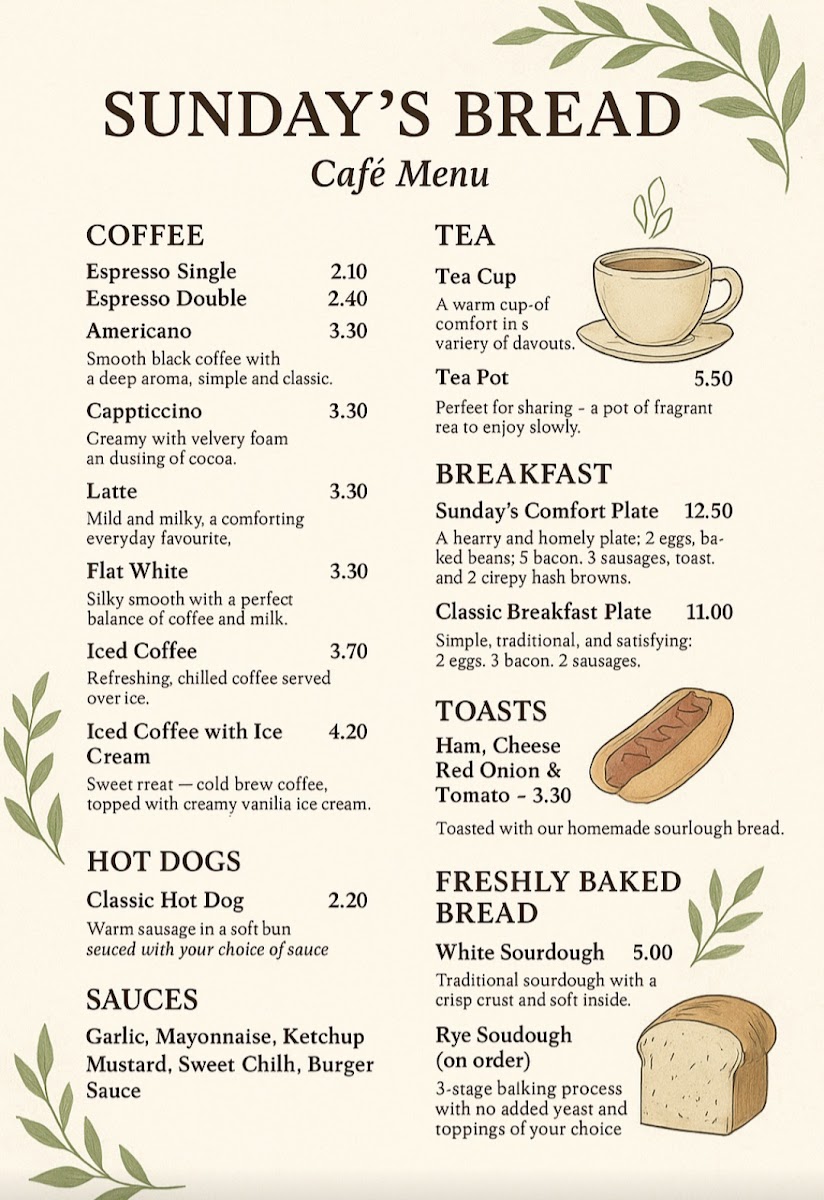 SUNDAY'S BREAD Photo Menu 1