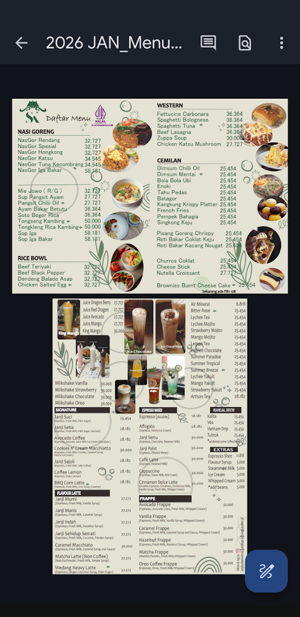 Setahun Kemarin Coffee Photo Menu 3